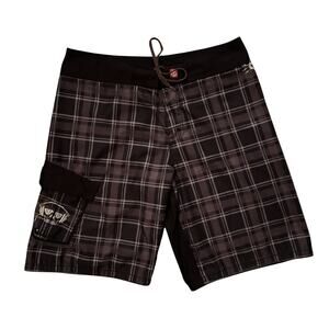 Y2K Plaid Element Board Shorts